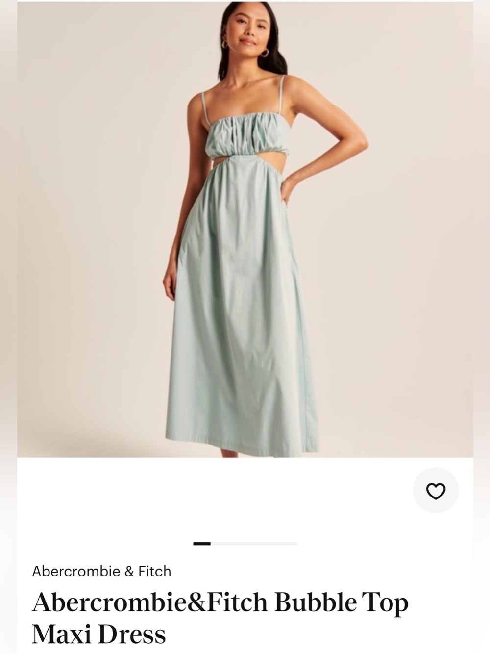 NWT Abercrombie & Fitch Sage Green Bubble-Top Maxi Dress